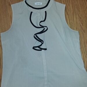 Calvin Klein Women's Cream Blouse with Black Trim